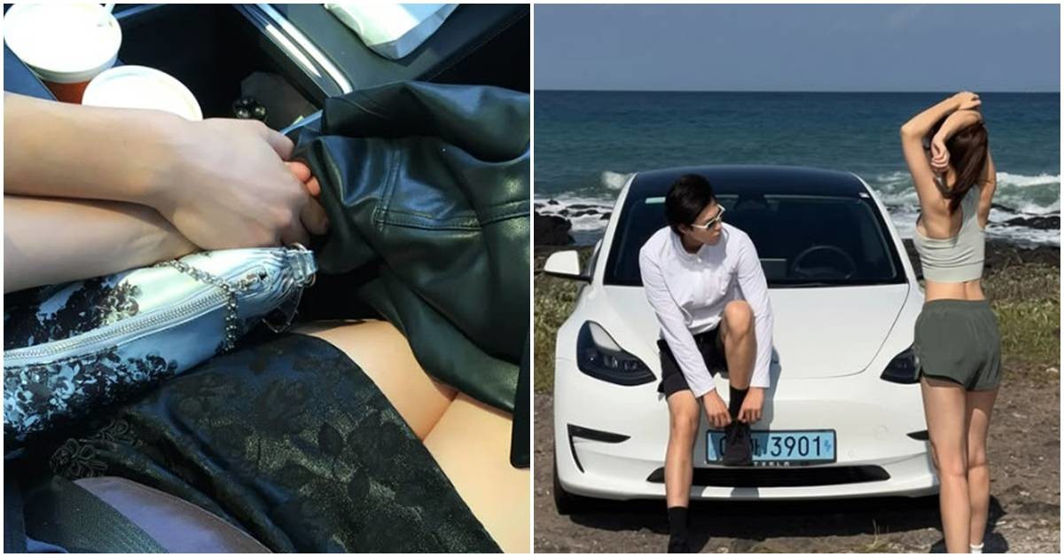 과감한 럽스타그램 공개... 기희현은 차량 옆자리에 앉은 연인 이상윤과 손을 꼭 맞잡은 모습을 공개하며 달달한 분위기를 자아냈다 / 기희현 인스타그램