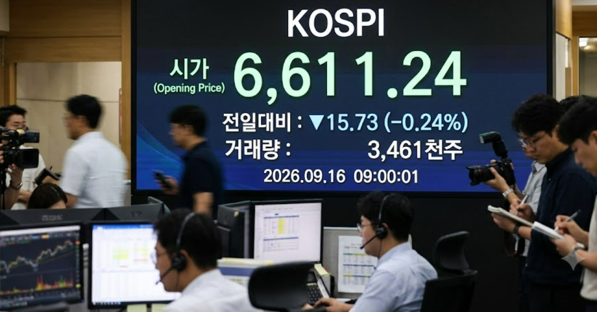 코스피 6611.53 출발…하락 출발 개장하자마자 꺾인 지수