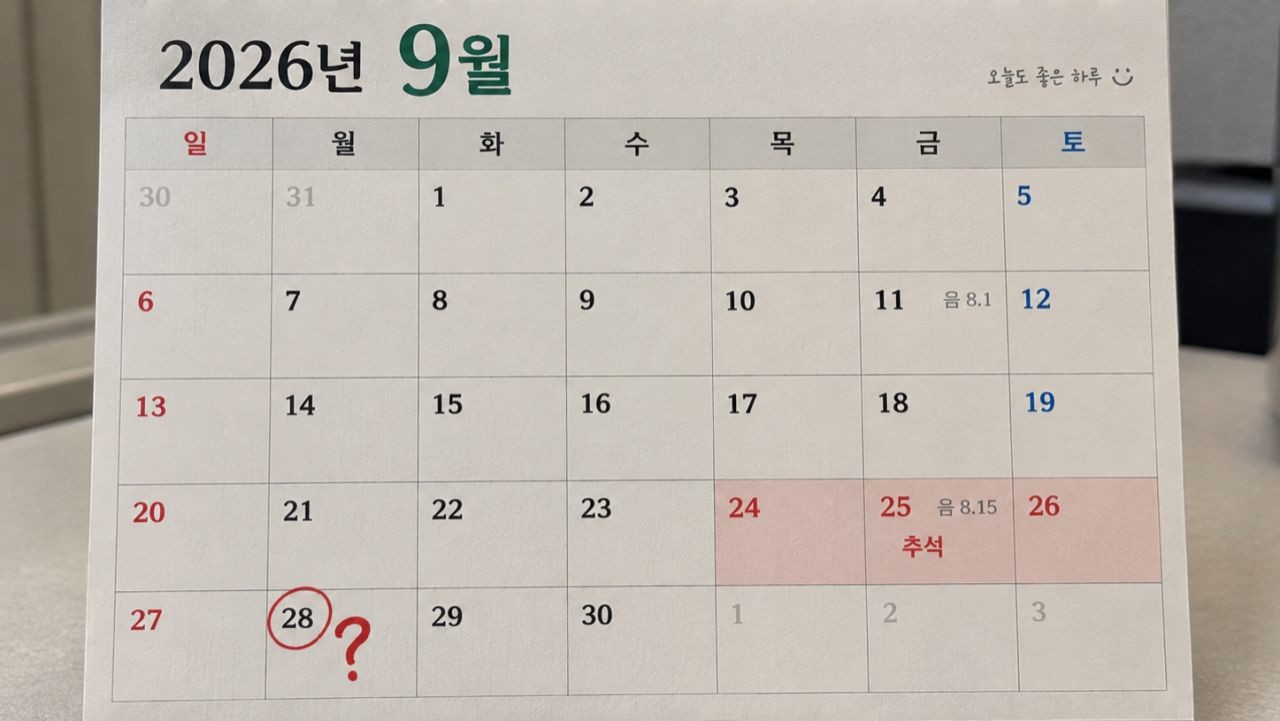 2026년 9월 달력. / AI 생성 이미지