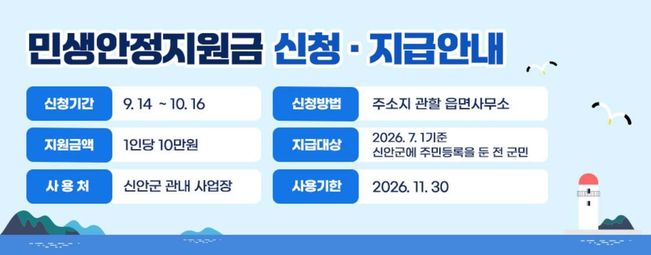 신안군 민생안정지원금 안내 배너. / 신안군청 제공