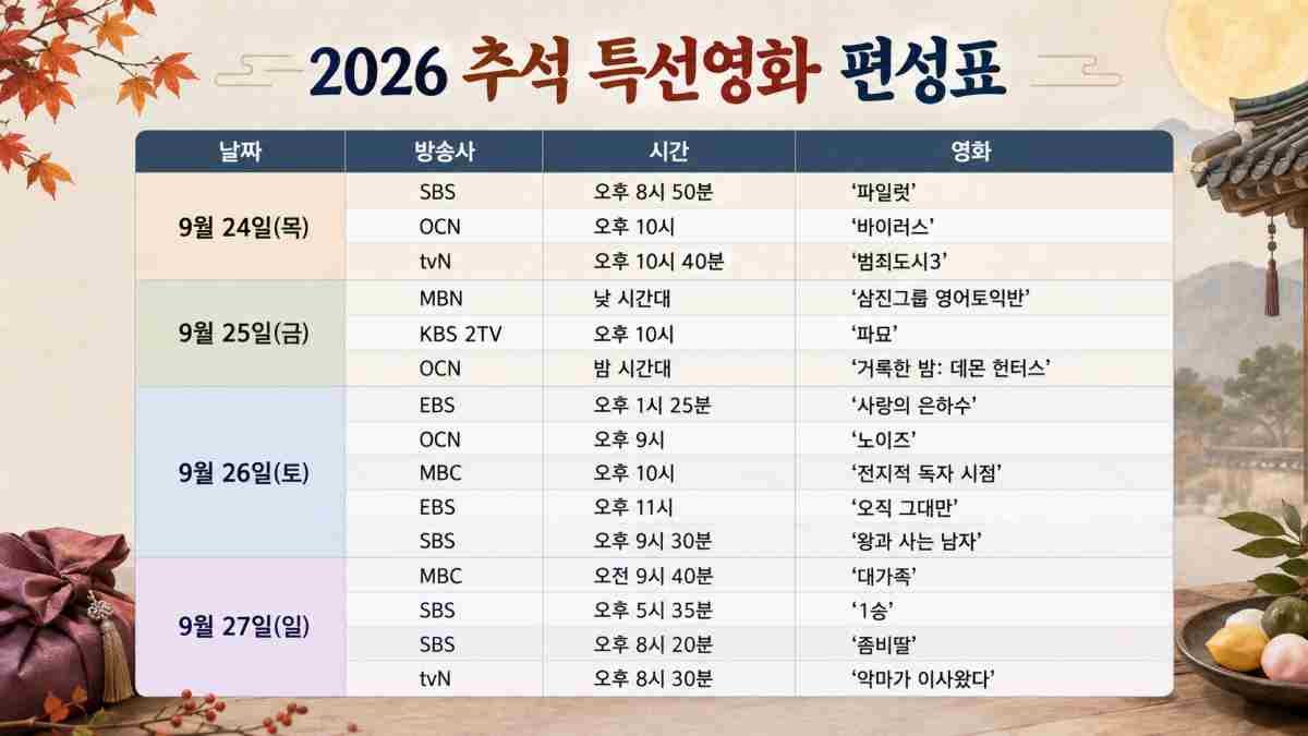 추석 영화 편성표 총정리 / AI 생성 이미지