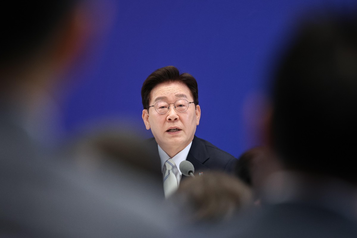 이재명 대통령의 2026년 6월 8일 기자회견 모습. / 뉴스1