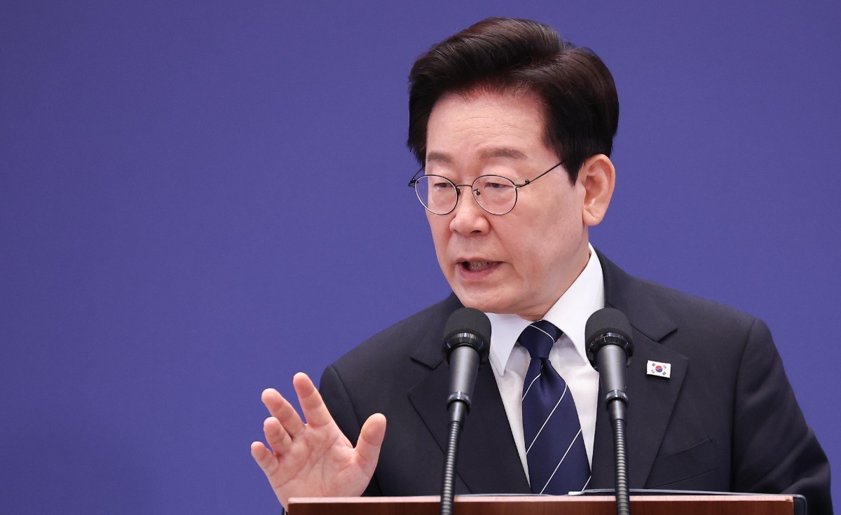 이재명 대통령이 18일 청와대 영빈관에서 열린 현안 기자회견에서 발언하고 있다. / 뉴스1(청와대통신사진기자단)
