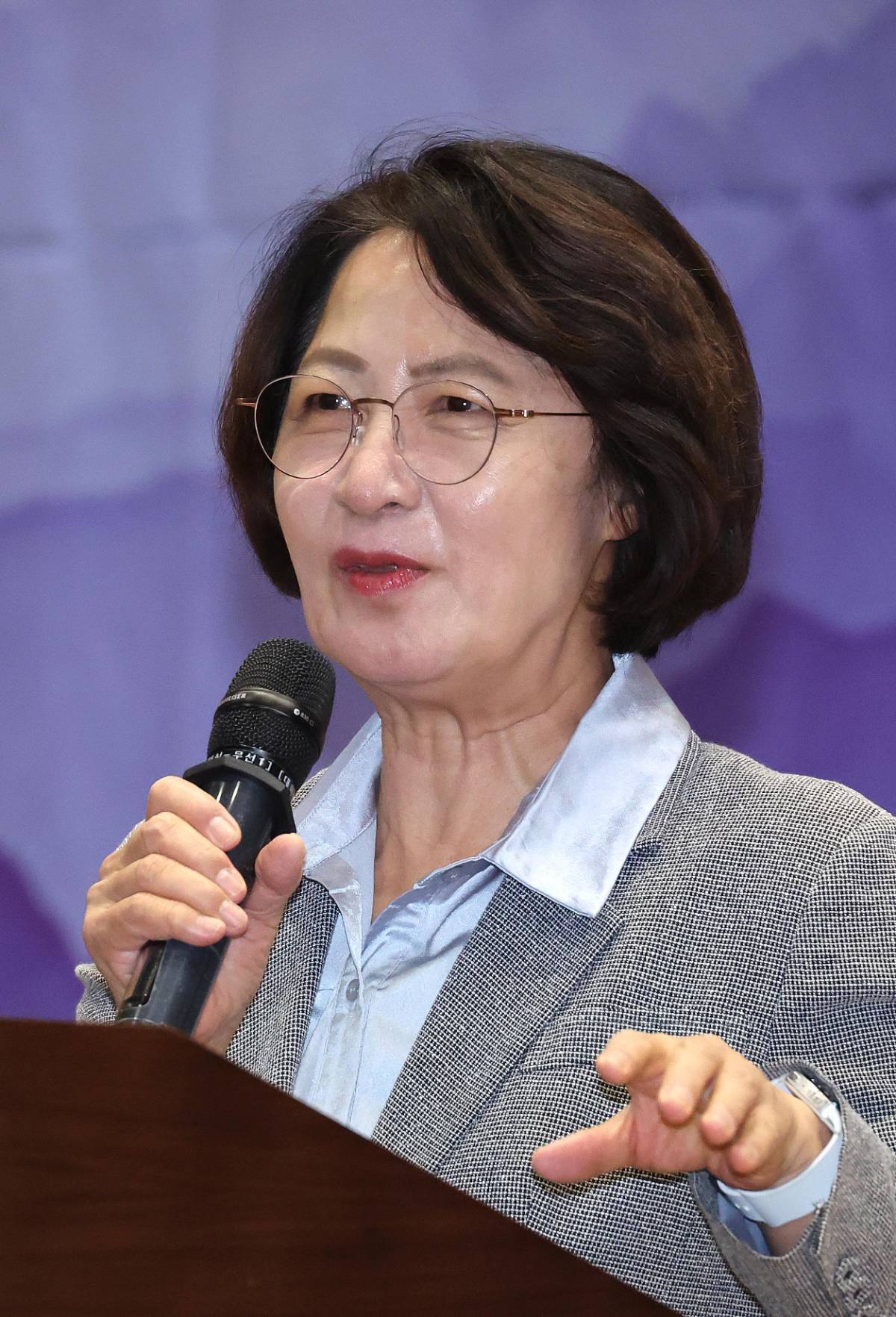 추미애 경기도지사가 18일 서울 여의도 국회 의원회관에서 열린 9.19 평양공동선언 및 남북군사합의 8주년 기념식에서 축사를 하고 있다. / 뉴스1