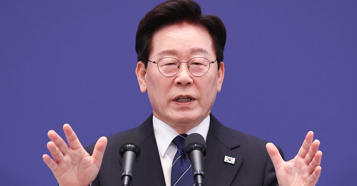 이재명 대통령이 18일 청와대 영빈관에서 열린 현안 기자회견에서 발언하고 있다. / 뉴스1-청와대통신사진기자단