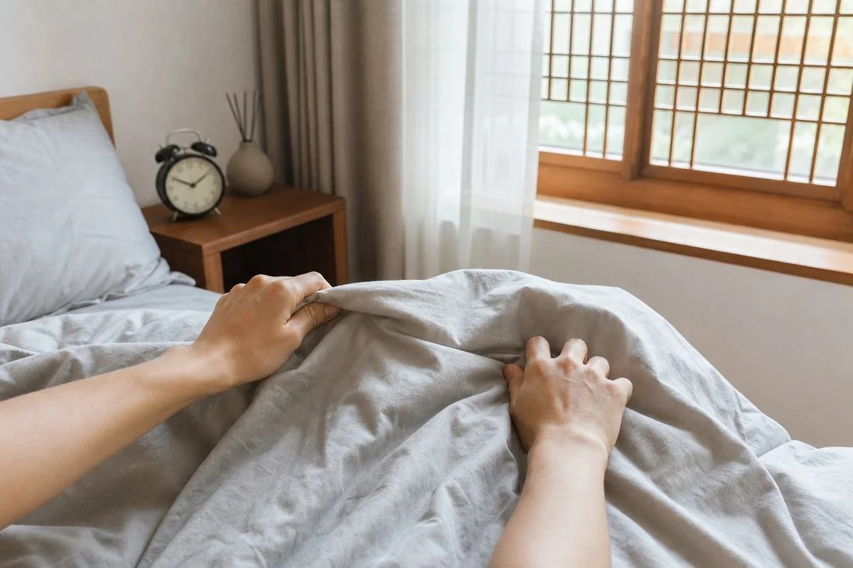 기상 시간을 먼저 고정해야 저녁 졸림도 제자리를 찾는다 — AI 자료 이미지