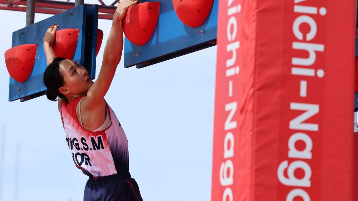 대한민국 성승민이 20일 일본 안조 스포츠 파크에서 열린 2026 아이치·나고야 아시안게임 근대 5종 개인전 여자 결승전에서 장애물 경기를 펼치고 있다 / 뉴스1