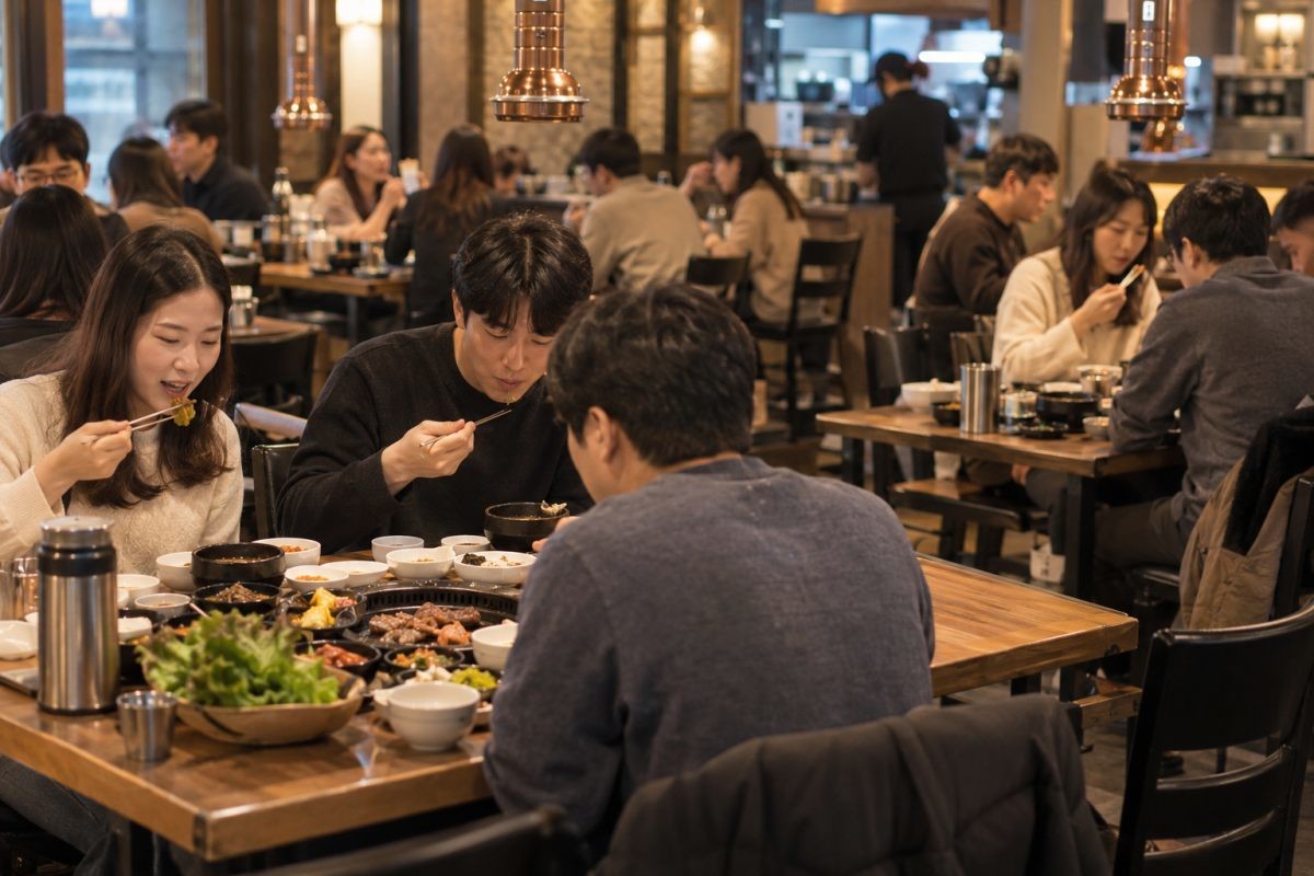 식사하는 사람들의 모습 / 기사 내용을 바탕으로 제작한 AI 이미지. 실제 모습과 차이가 있을 수 있습니다
