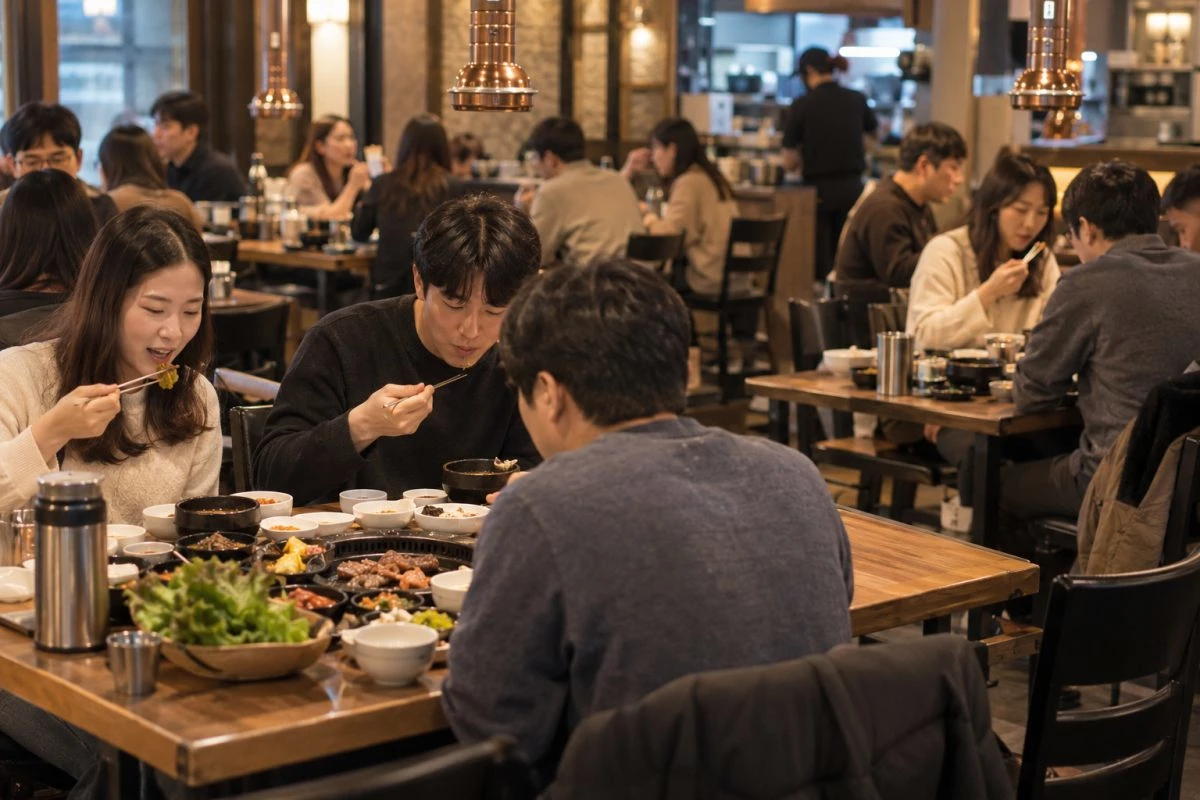 식사하는 사람들의 모습 / 기사 내용을 바탕으로 제작한 AI 이미지. 실제 모습과 차이가 있을 수 있습니다