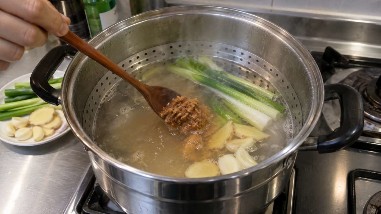 꽃게를 찌기 위해 찜 솥에 찜 물을 만들고 있다. / AI 생성 이미지