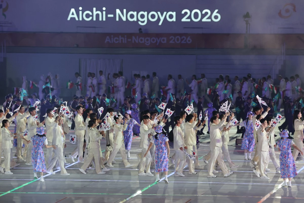 2026 아이치·나고야 아시안게임 개회식에 참석한 대한민국 선수단 / 뉴스1