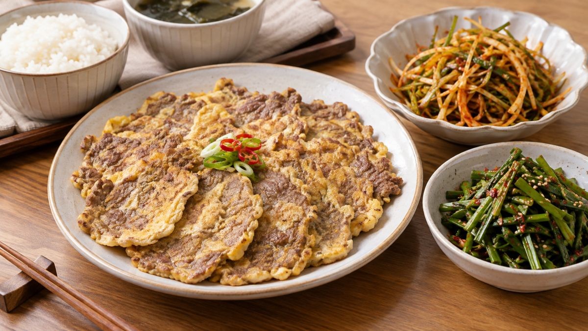 육전에 설탕을 뿌리는 모습. 기사 이해를 돕기 위해 AI툴로 생성한 자료사진.