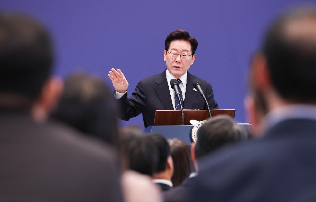 이재명 대통령이 18일 청와대 영빈관에서 열린 현안 기자회견에서 발언하고 있다. / 뉴스1