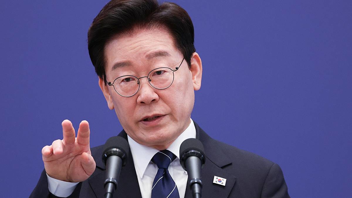 이재명 대통령이 지난 18일 청와대 영빈관에서 열린 현안 기자회견에서 발언하고 있다 / 청와대통신사진기자단, 뉴스1