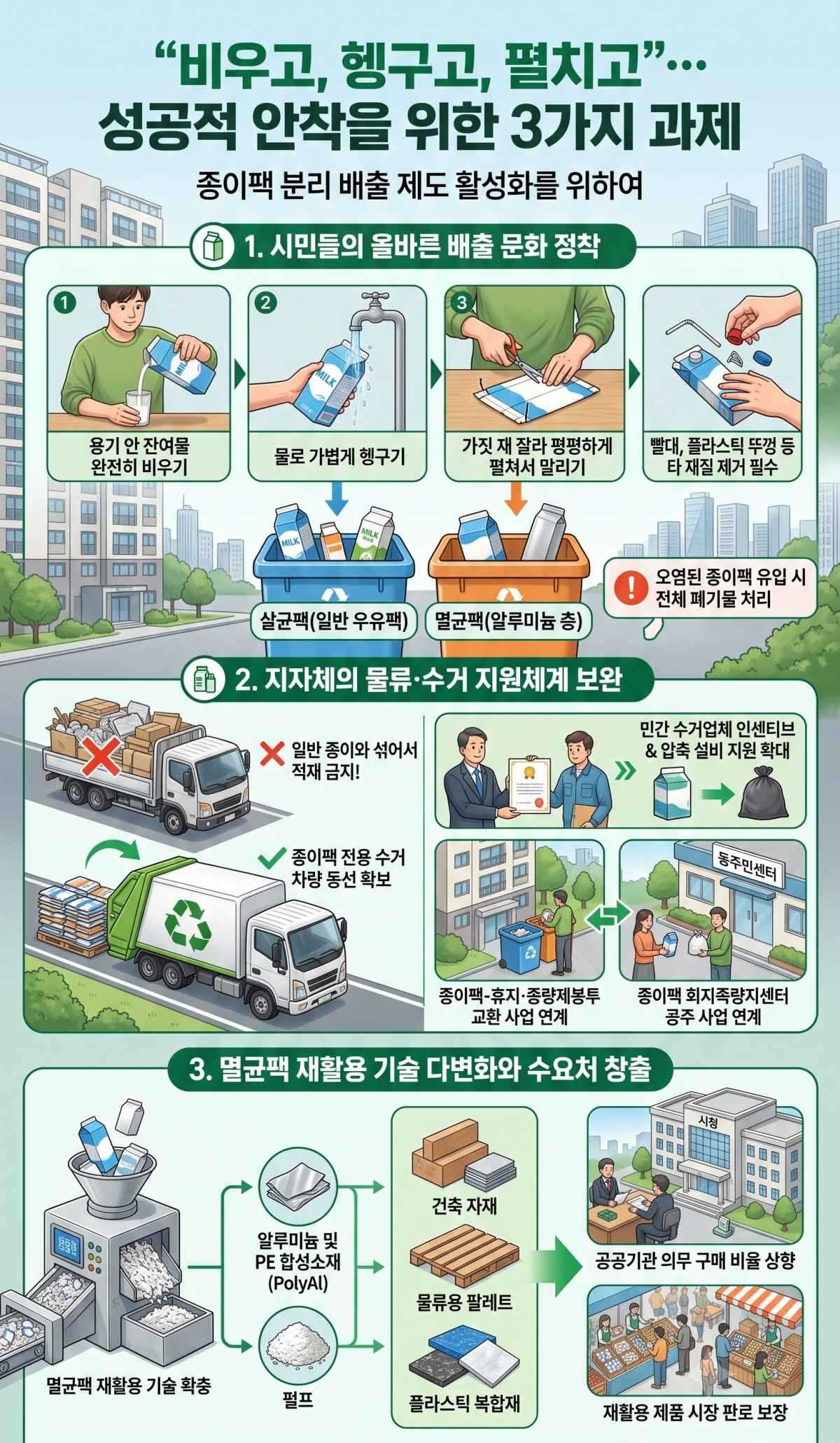 정책 성공적 안착을 위한 3가지 과제. 기사 내용 토대로 AI툴 활용해 제작한 자료사진.