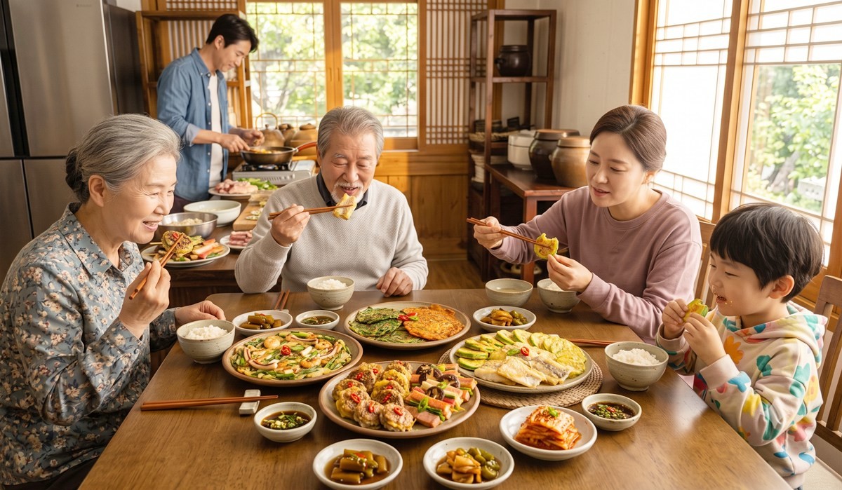 명절음식을 맛있게 먹는 모습. 기사 이해를 돕기 위해 AI를 활용해 제작한 자료 사진. 추석 연휴에 간식이나 음료를 습관적으로 먹는 건 자제하는 게 좋다. 식사를 충분히 했는데도 대화 중 무심코 과자나 과일, 음료를 반복해서 먹으면 생각보다 많은 열량을 섭취할 수 있기 때문이다. 식사 이후에는 가족과 함께 가볍게 걸으면서 대화하고 가까운 거리는 걸어서 이동하는 것도 도움이 된다고 전문가들은 강조한다.