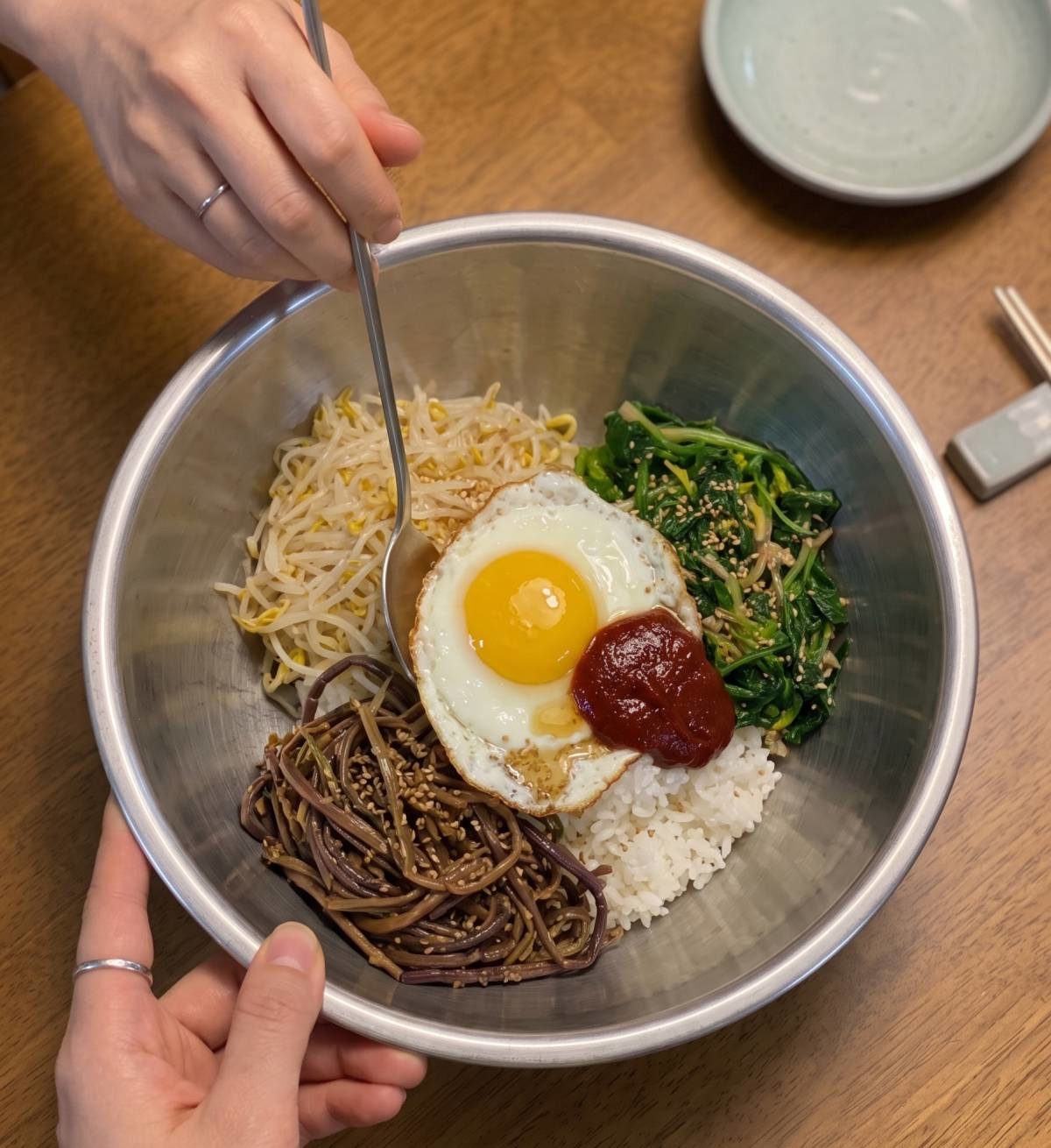 나중에 비빔밥으로도 먹는 삼색나물. 기사 내용 토대로 AI툴 활용해 제작한 자료사진.