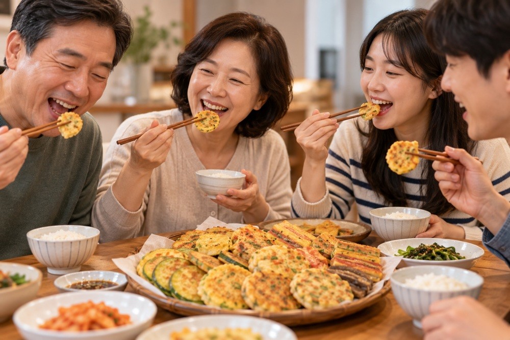 전을 먹고 있는 모습을 표현한 자료사진. AI툴로 생성됐습니다.