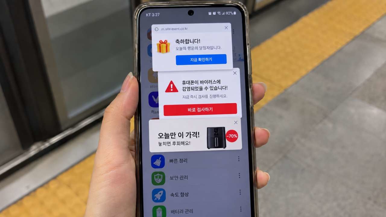 광고 팝업이 무분별하게 노출되는 모습. / AI 생성 이미지