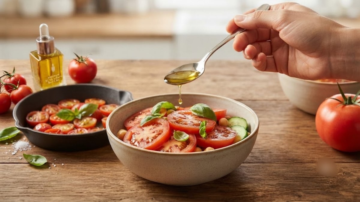 토마토와 올리브유 / 기사 내용을 바탕으로 제작한 AI 이미지. 실제 모습과 차이가 있을 수 있습니다