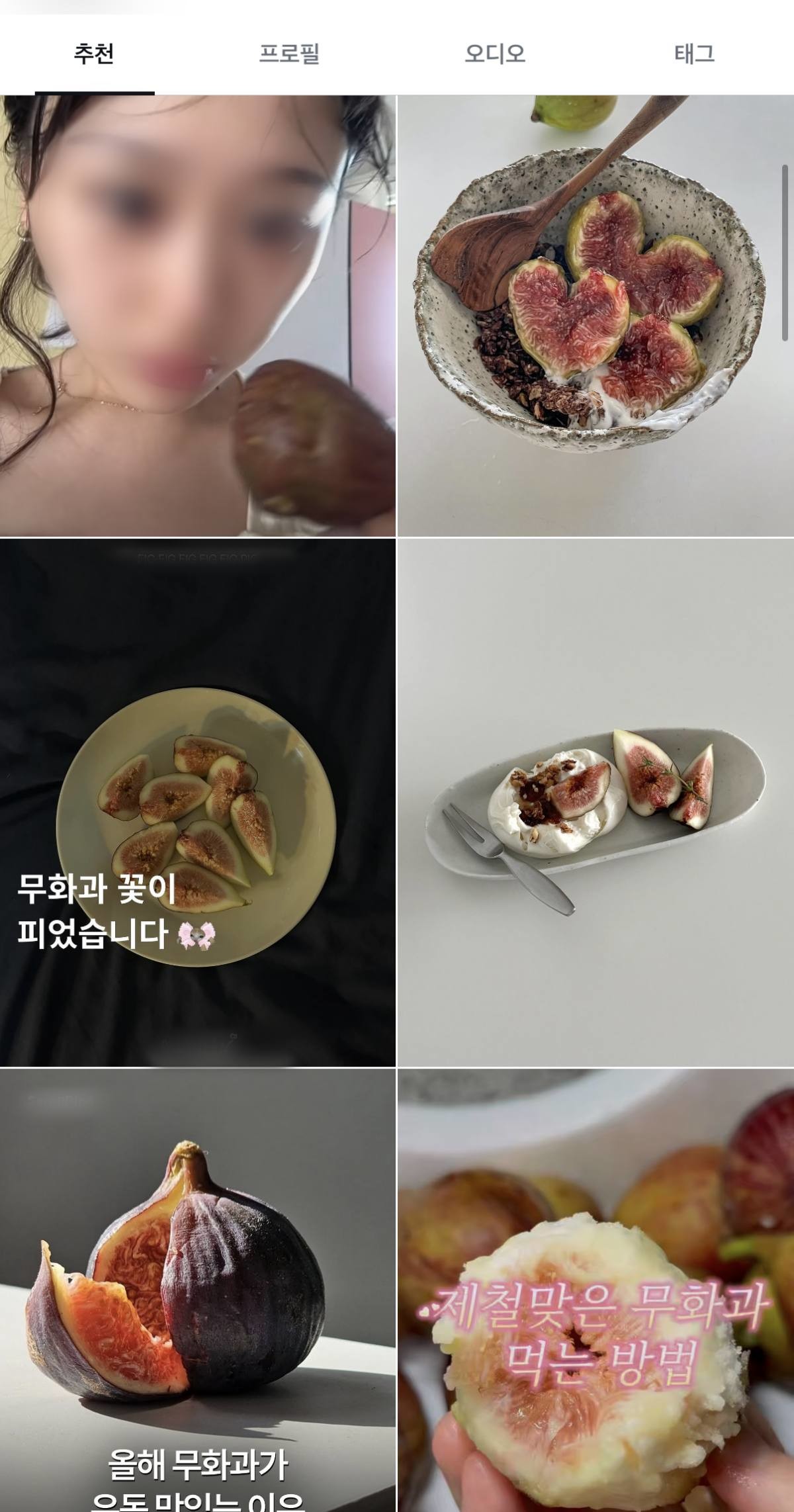 '무화과' 관련 최근 게시글들. / 인스타그램 갈무리