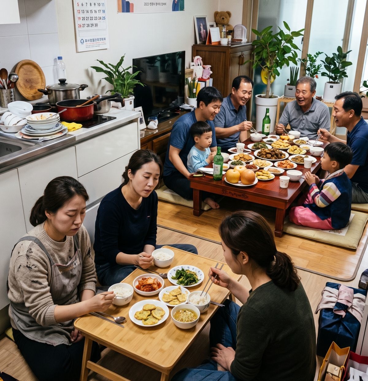 한국의 흔한 가정집 명절 풍경. 기사 내용 토대로 AI툴 활용해 제작한 자료사진.