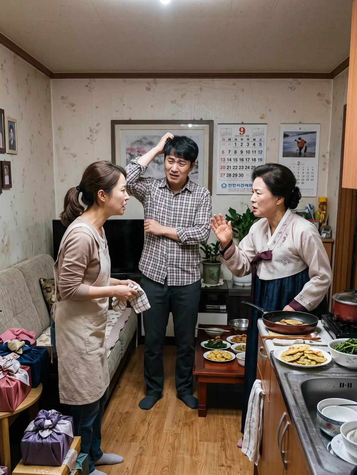 명절의 고부갈등 모습. 기사 내용 토대로 AI툴 활용해 제작한 자료사진.