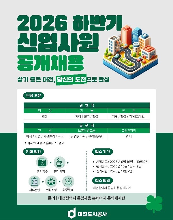 대전도시공사 하반기 28명 뽑는다…제2매립장 운영인력도 충원