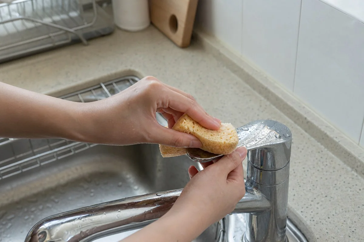 스펀지를 갈고 손잡이를 닦아야 세척이 끝난다 — AI 자료 이미지