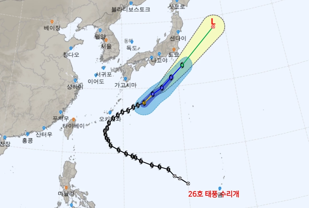 태풍 '수리개' 이동 경로 정보 / 기상청 제공