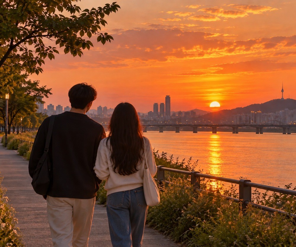 데이트하고 있는 연인의 뒷모습을 표현한 자료이미지. AI툴로 생성됐습니다.