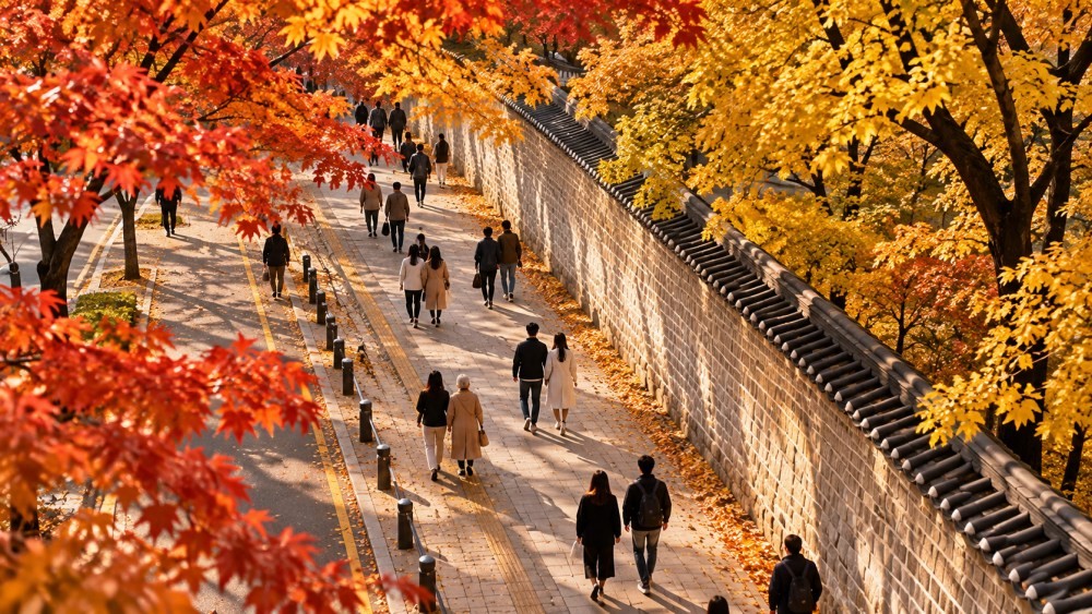 단풍길을 걷고 있는 모습을 표현한 자료이미지. AI툴로 생성됐습니다.