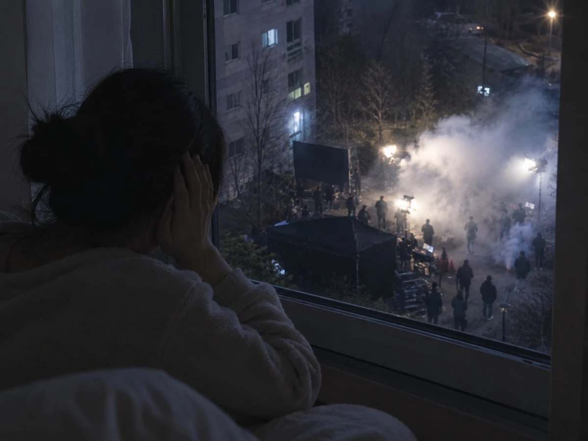 촬영 소음에 괴로워하고 있는 주민 모습 / AI 생성 이미지