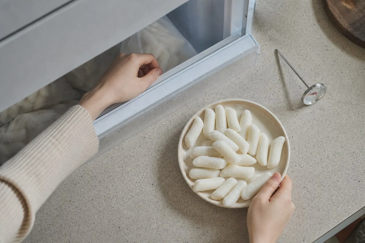 실온에 꺼내두는 해동은 갈라짐과 위생 모두에서 손해다 — AI로 생성한 자료 이미지