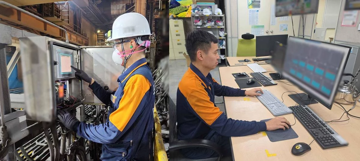 포스코가 예지정비 원팀 활동을 본격 시작했다. 사진은 작업자가 직접 현장에서 설비를 점검하는 모습(왼쪽)과 예지정비 시스템 고도화 후 작업자가 원격으로 설비를 상시 점검하는 모습(오른쪽). /포스코