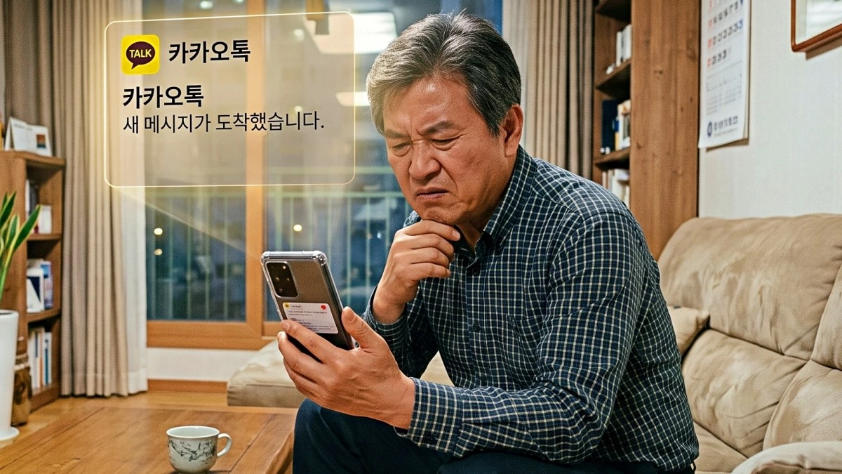 '정 뚝 떨어지는 카톡 1위는?' 기사 내용 토대로 AI툴 활용해 제작한 자료사진.