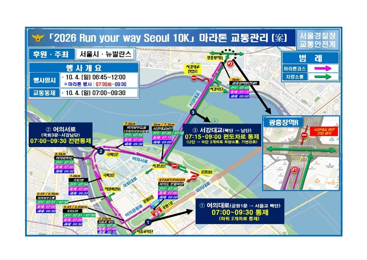 4일 마라톤 교통관리 / 서울경찰청