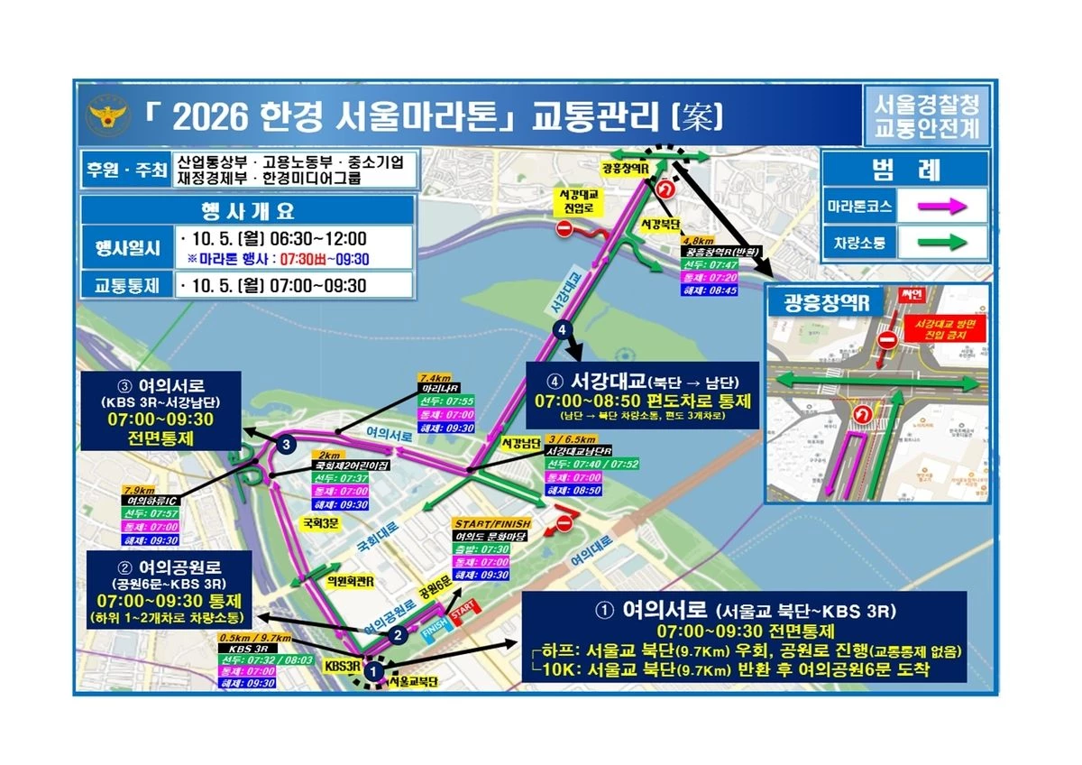 5일 마라톤 교통관리 / 서울경찰청