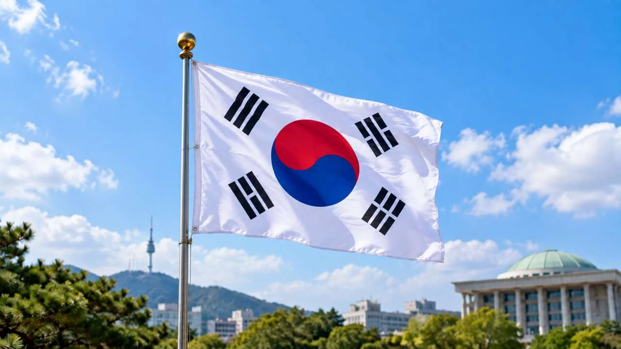 태극기가 바람에 휘날리고 있다. / AI 생성 이미지