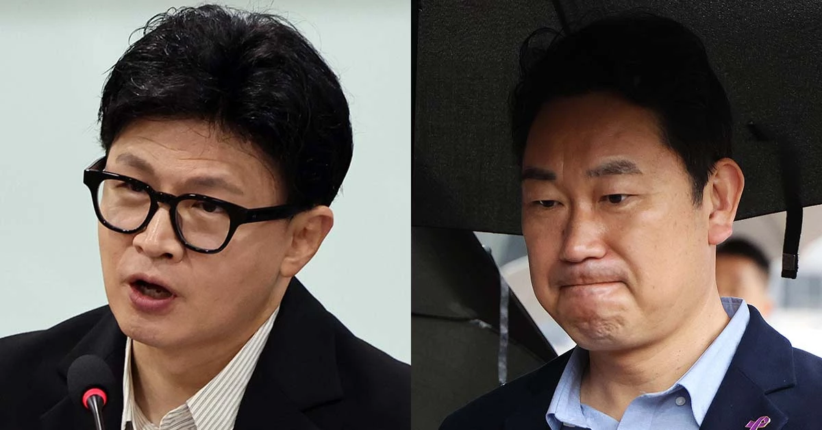 한동훈(왼쪽) 무소속 의원과 곽상언 더불어민주당 의원. / 뉴스1