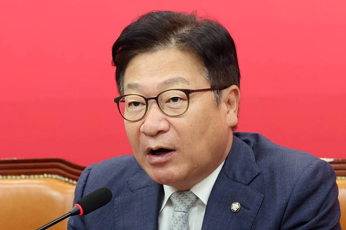 정점식 국민의힘 원내대표가 지난달 28일 오전 서울 여의도 국회에서 열린 최고위원회의에서 발언을 하고 있다 / 뉴스1