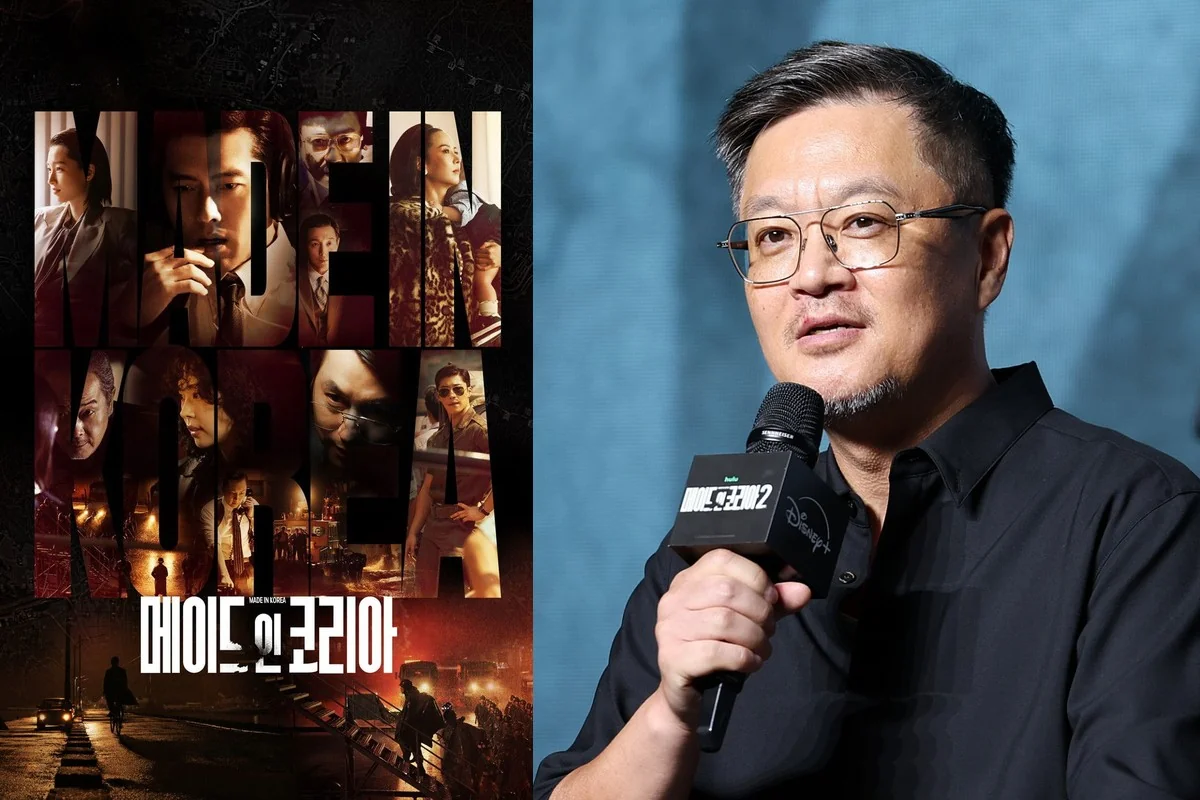 드라마 '메이드 인 코리아2' / 마이크를 들고 질문에 답변하는 우민호 감독 (사진=디즈니플러스·뉴스1)