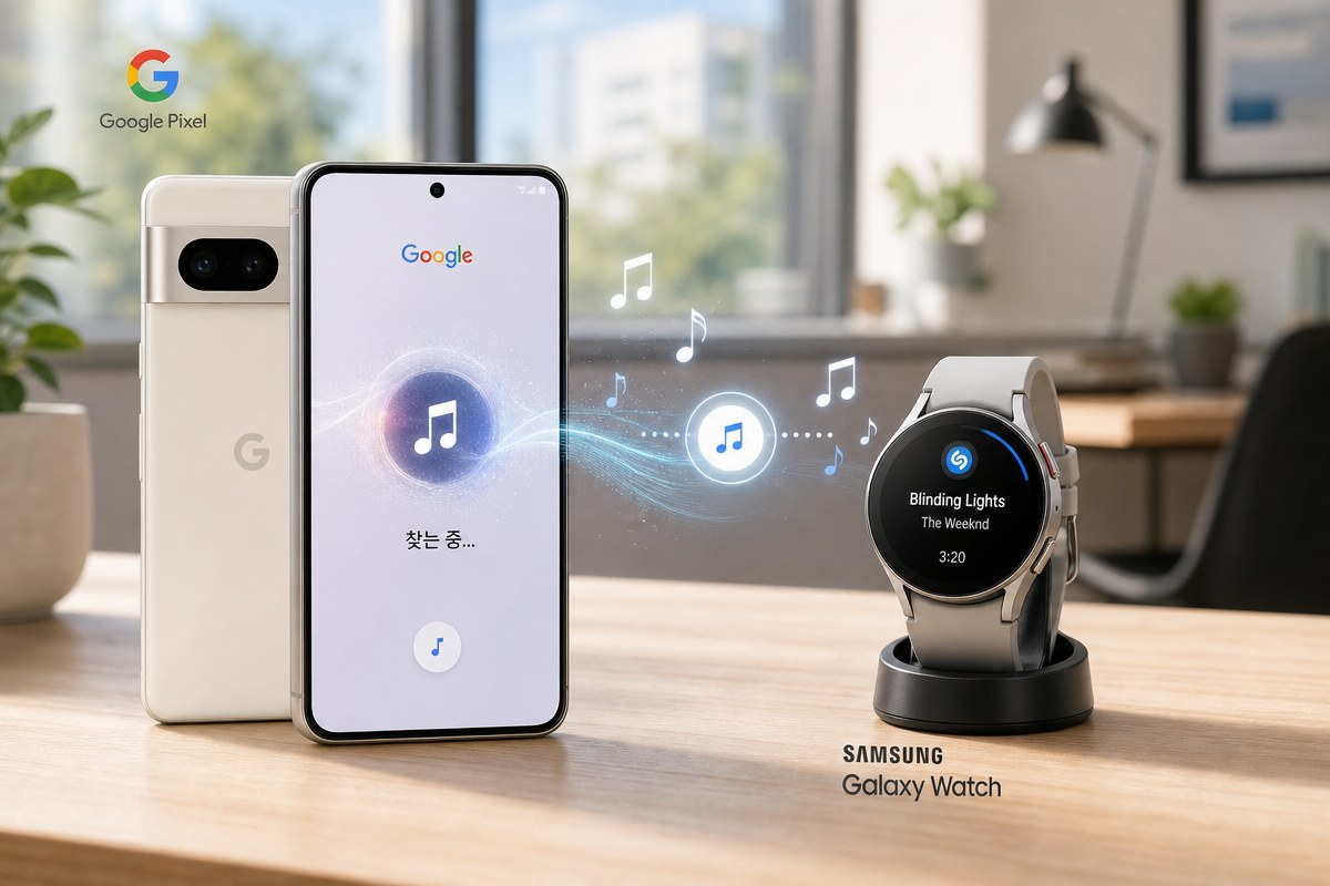 픽셀 폰이 인식한 노래, 갤럭시 워치 손목에 뜬다…웨어 OS 앱 ‘Now On Wrist’