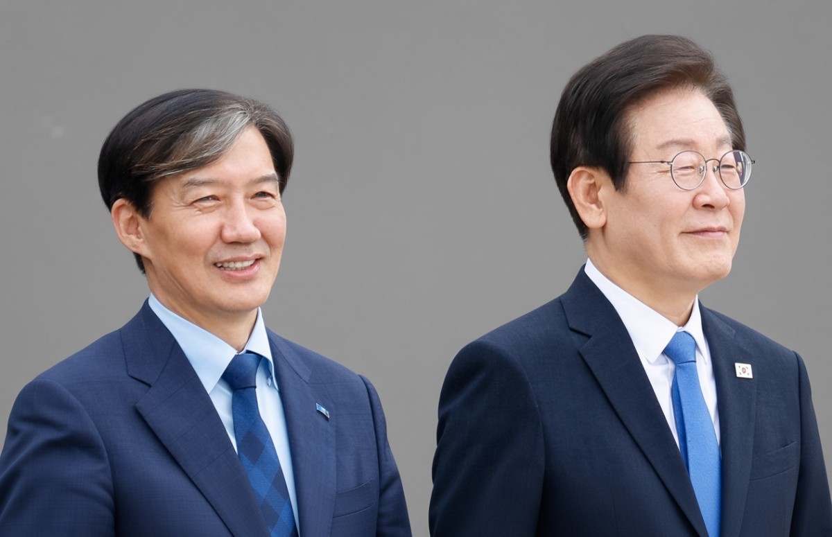 이재명(왼쪽) 대통령과 조국 조국혁신당 혁신정책연구원장. / 뉴스1