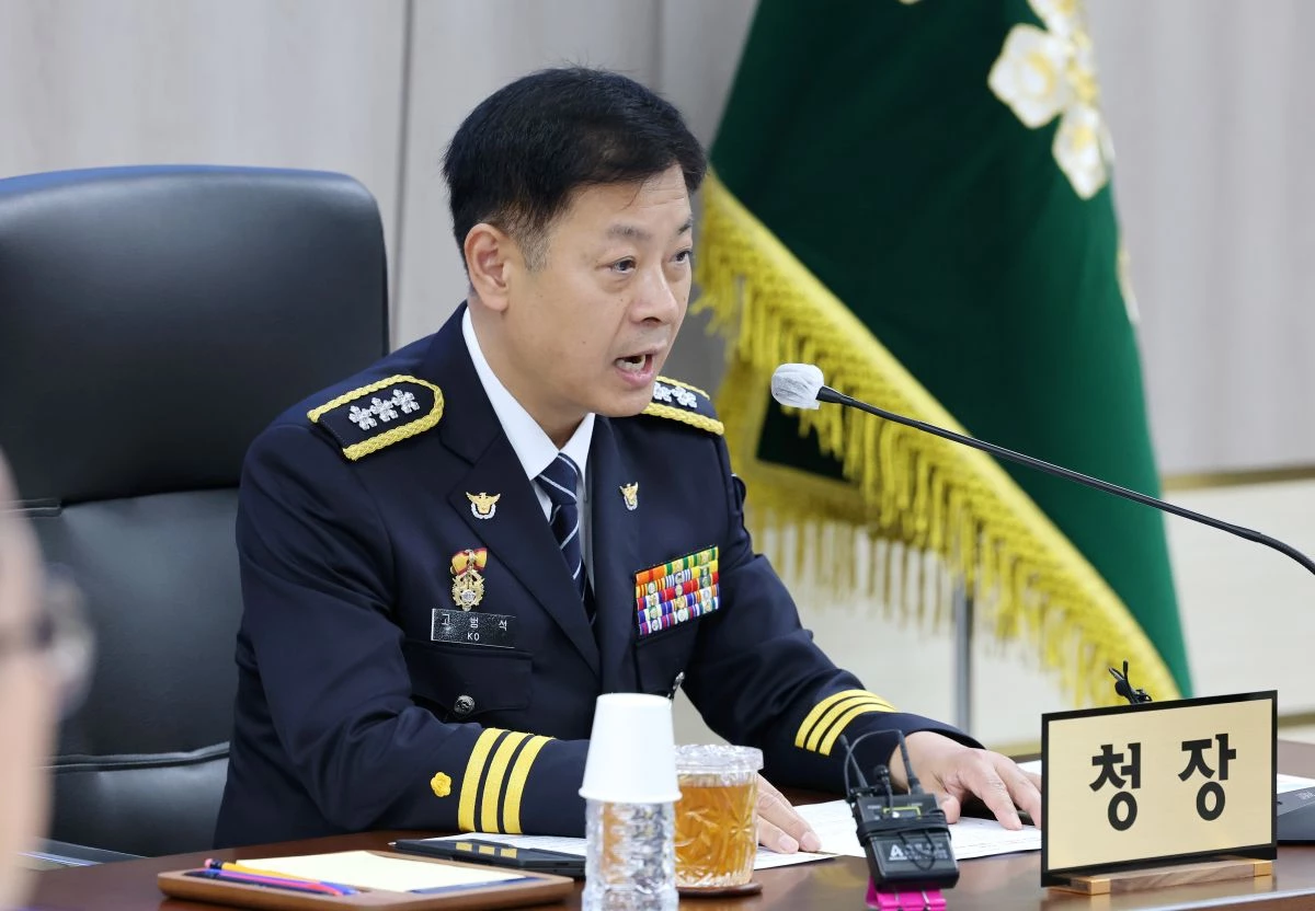 고범석 신임 서울경찰청장이 3일 서울 종로구 서울시경찰청에서 열린 취임식에서 발언하고 있다. / 연합뉴스