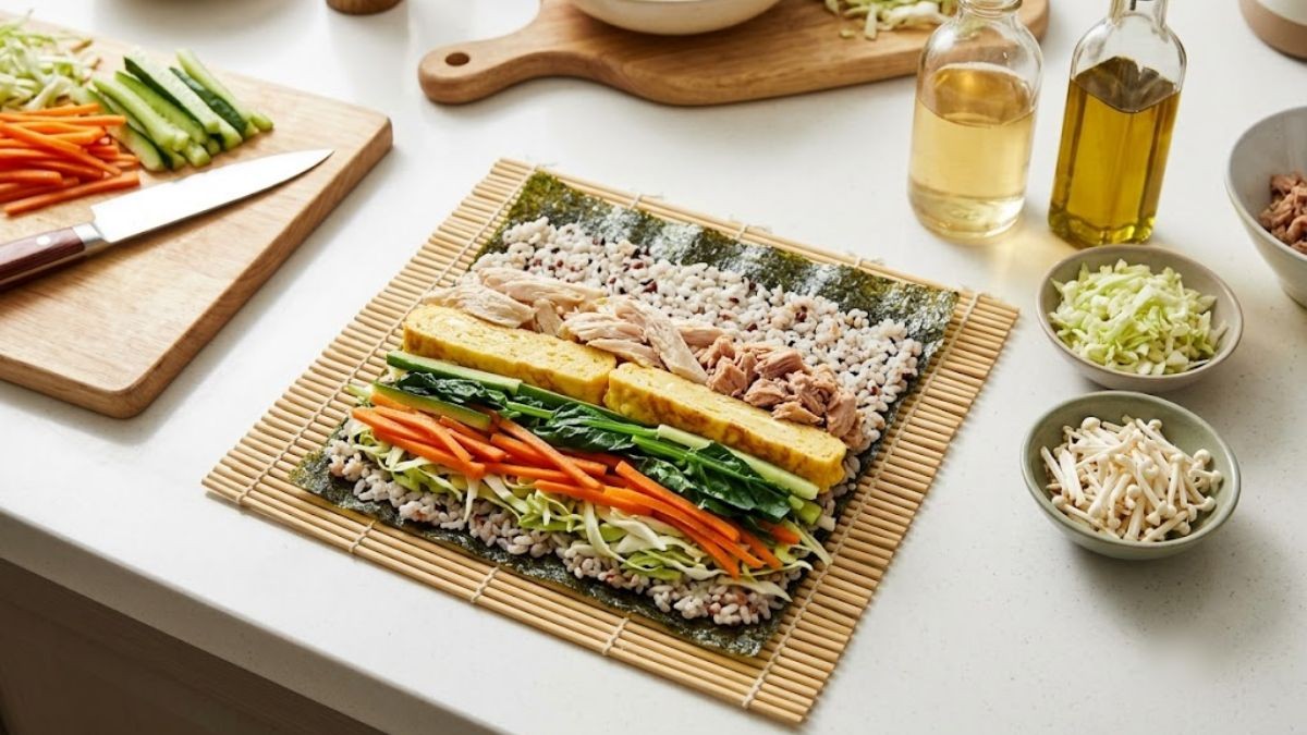 김밥을 만드는 모습 / 기사 내용을 바탕으로 제작한 AI 이미지. 실제 모습과 차이가 있을 수 있습니다
