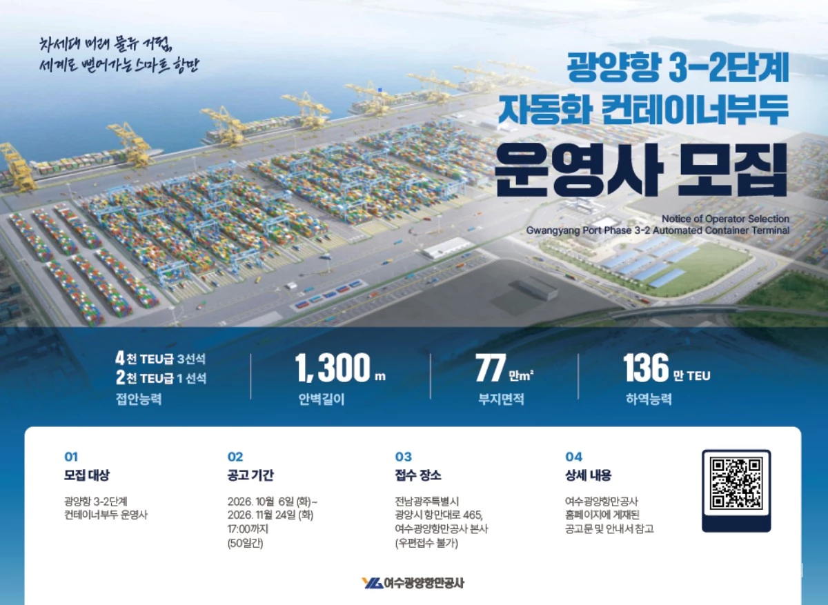 미래 물류 심장 '광양항 AI 자동화부두' 닻 올린다