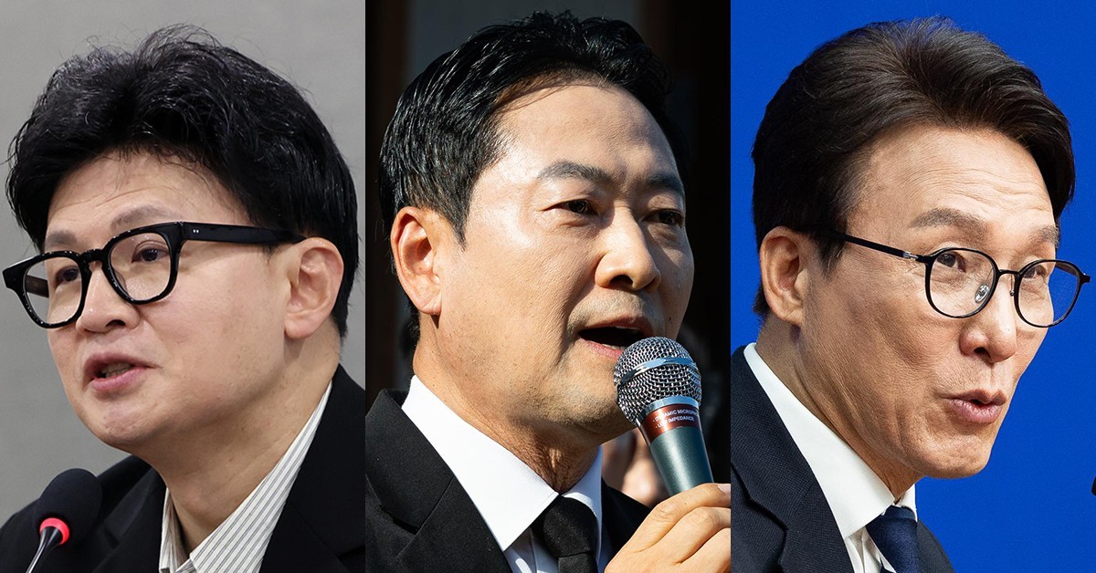 한동훈 무소속 의원, 장동혁 국민의힘 대표 김민석 더불어민주당 대표(왼쪽부터). / 뉴스1