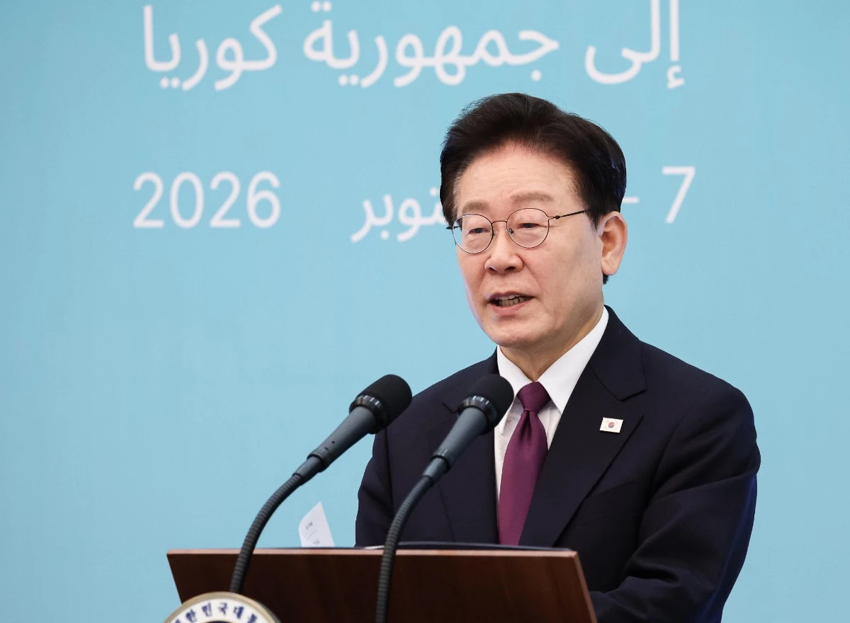 이재명 대통령이 8일 청와대에서 열린 한·이집트 공동언론발표에서 발언을 하고 있다. / 뉴스1