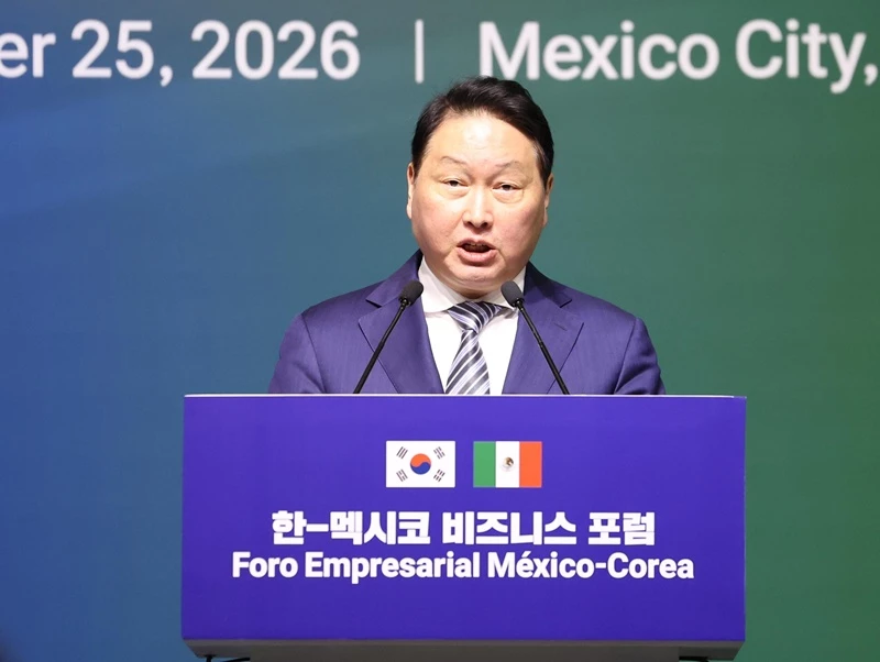 한·멕시코 비즈니스 포럼 발언하는 최태원 SK회장 / 뉴스1